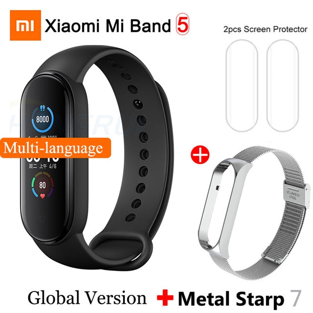 Xiaomi Mi Band 5 Smart Bracelet 4 Color AMOLED Screen Heart Rate Fitness Bluetooth Sports Waterproof Wristband Mi Band 4 5 Watch